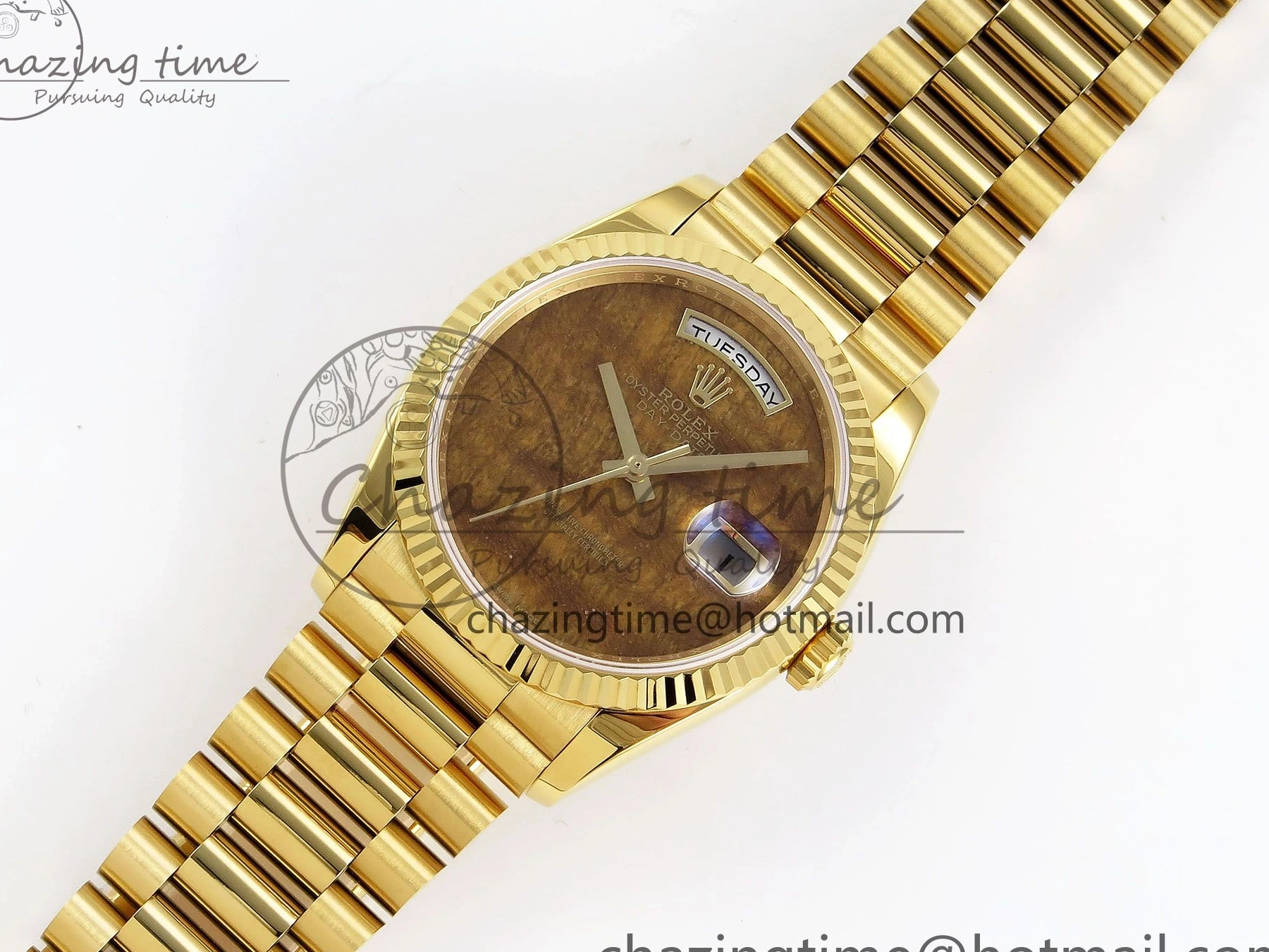 MiroTime 0324 Day Date 36 YG RAF Best Edition Brown Wave Dial on YG Bracelet A Effortless 1383
